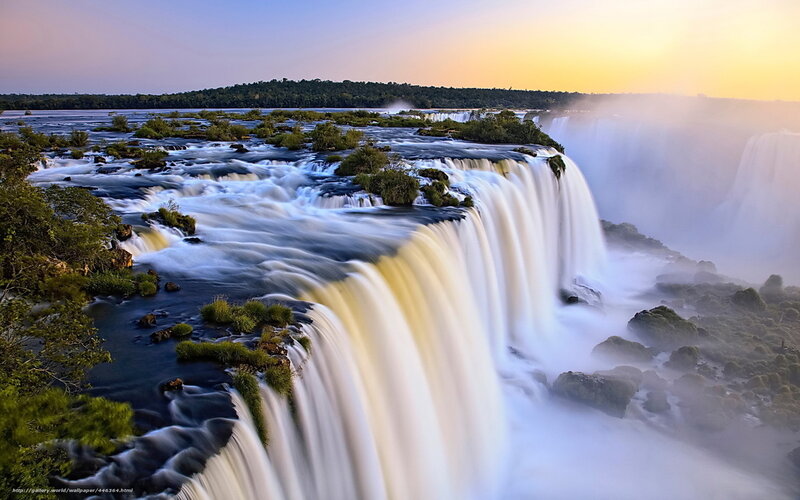 Iguazu Falls at sunset