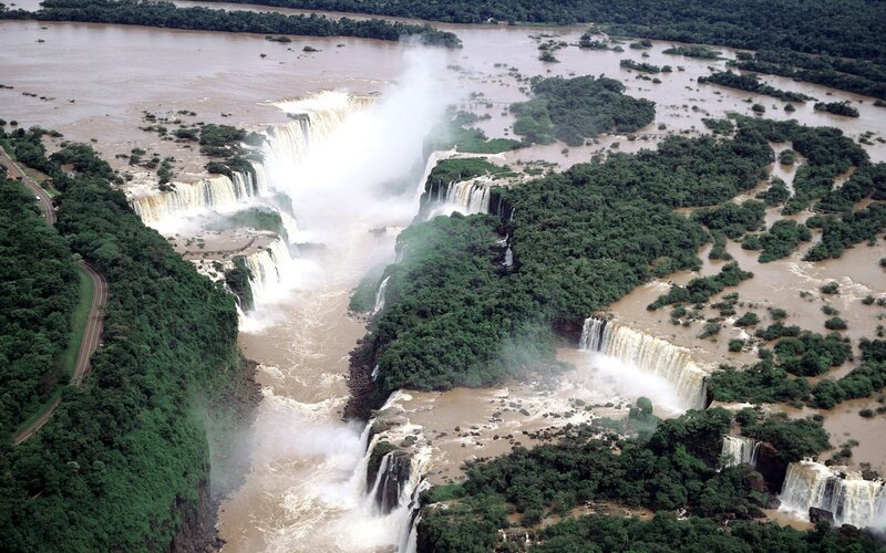 Iguazu Falls from Above — Green, Dramatic, Afternoon