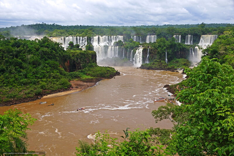Iguazu Falls — Green, Dramatic, Afternoon, Photograph, River, Boats, Forest