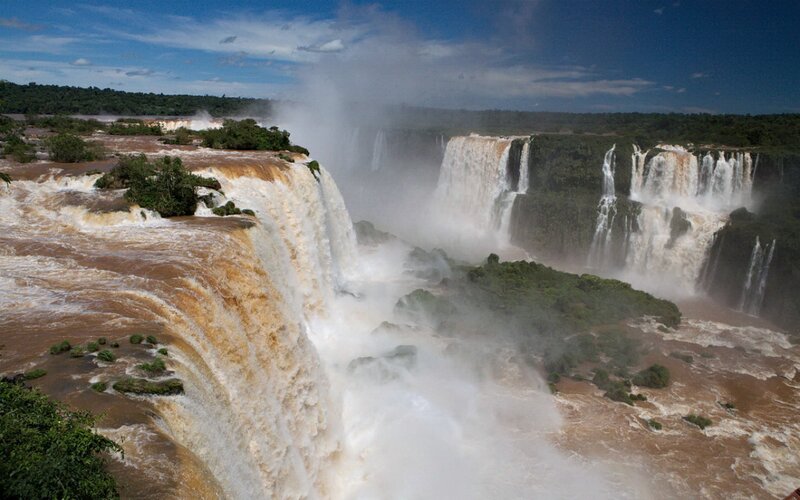 Iguazu Falls Waterfall — Blue, Dramatic, Afternoon, Photograph, River, Forest