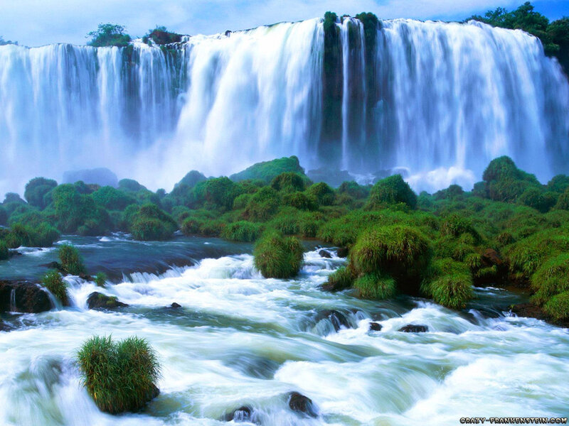 Iguazu Falls Waterfall — Blue, Dramatic, Afternoon, Photograph, River, Vegetation