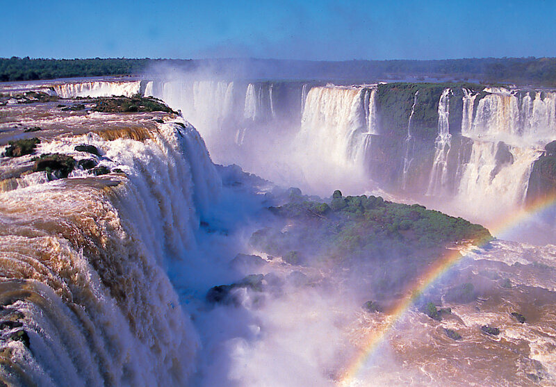 Iguazu Falls Waterfall — Blue, Dramatic, Afternoon, Photograph