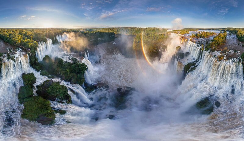 Iguazu Falls Waterfall — Blue, Dramatic, Morning, Photograph