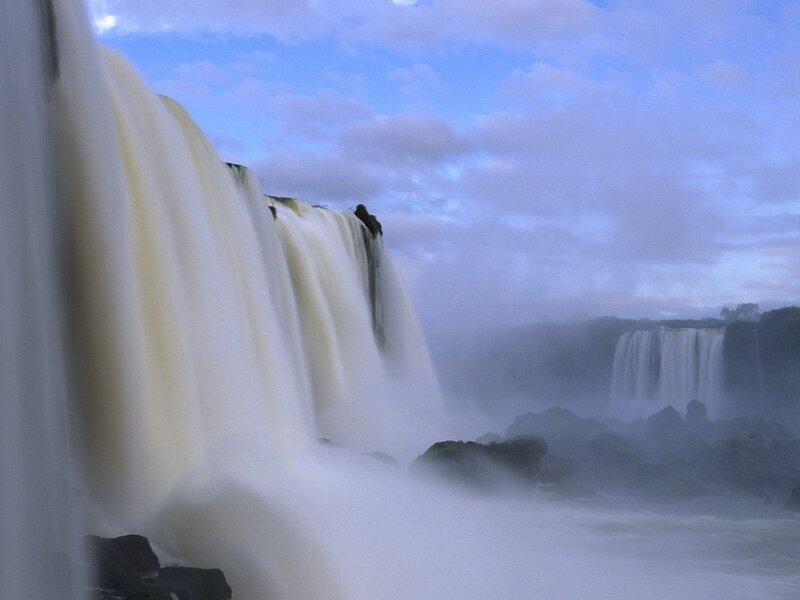 Iguazu Falls Waterfall — Blue, Dramatic, Morning