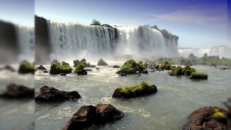 Iguazu Falls Waterfall — Blue, Serene, Afternoon