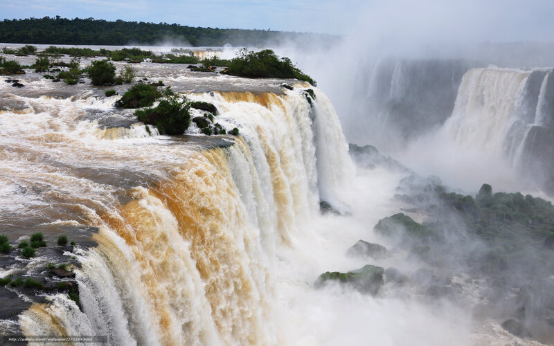 Iguazu Falls Waterfall — Brown, Dramatic, Afternoon