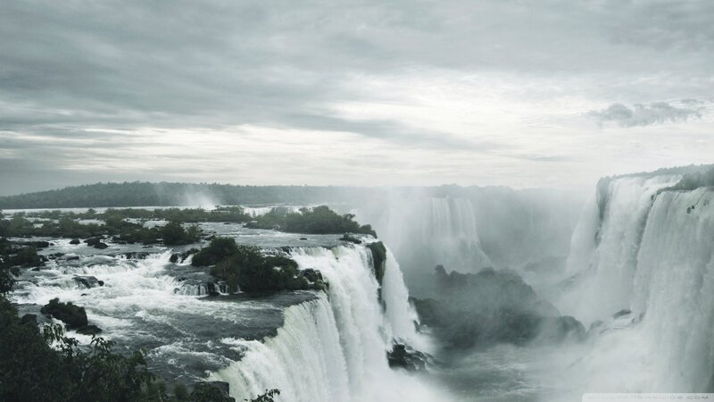 Iguazu Falls Waterfall — Gray