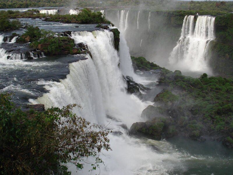 Iguazu Falls Waterfall — Green, Dramatic, Afternoon, Photograph, River, Cliffs