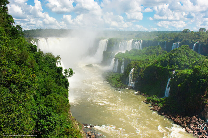 Iguazu Falls Waterfall — Green, Dramatic, Afternoon, Photograph, River, Forest