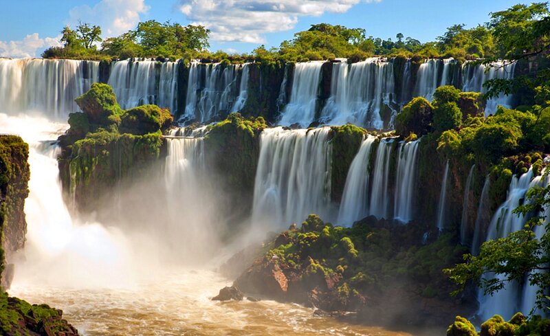 Iguazu Falls Waterfall — Green, Dramatic, Afternoon, Photograph, River, Trees