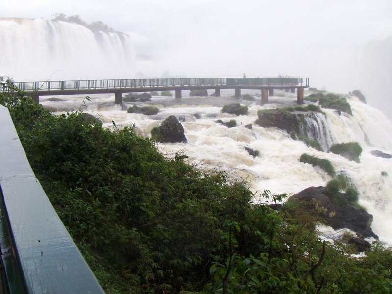 Iguazu Falls Waterfall — Green, Dramatic, Photograph, Bridge