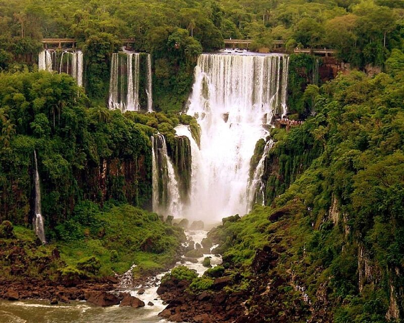 Iguazu Falls Waterfall — Green, Natural, Afternoon, Photograph, Forest