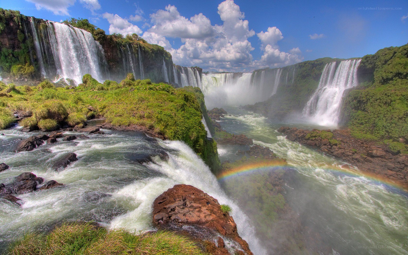 Iguazu Falls with rainbow