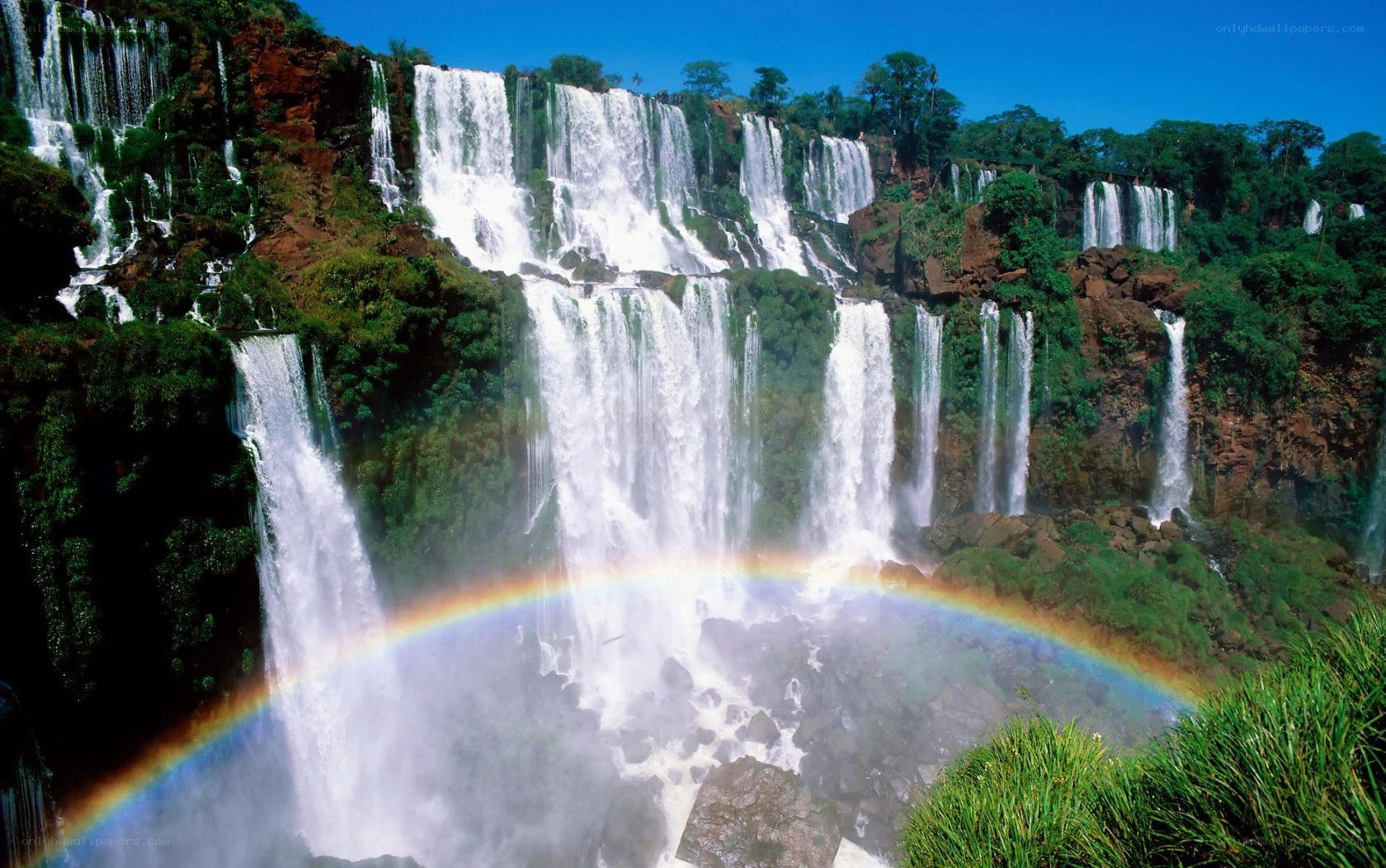 Iguazu Falls with rainbow