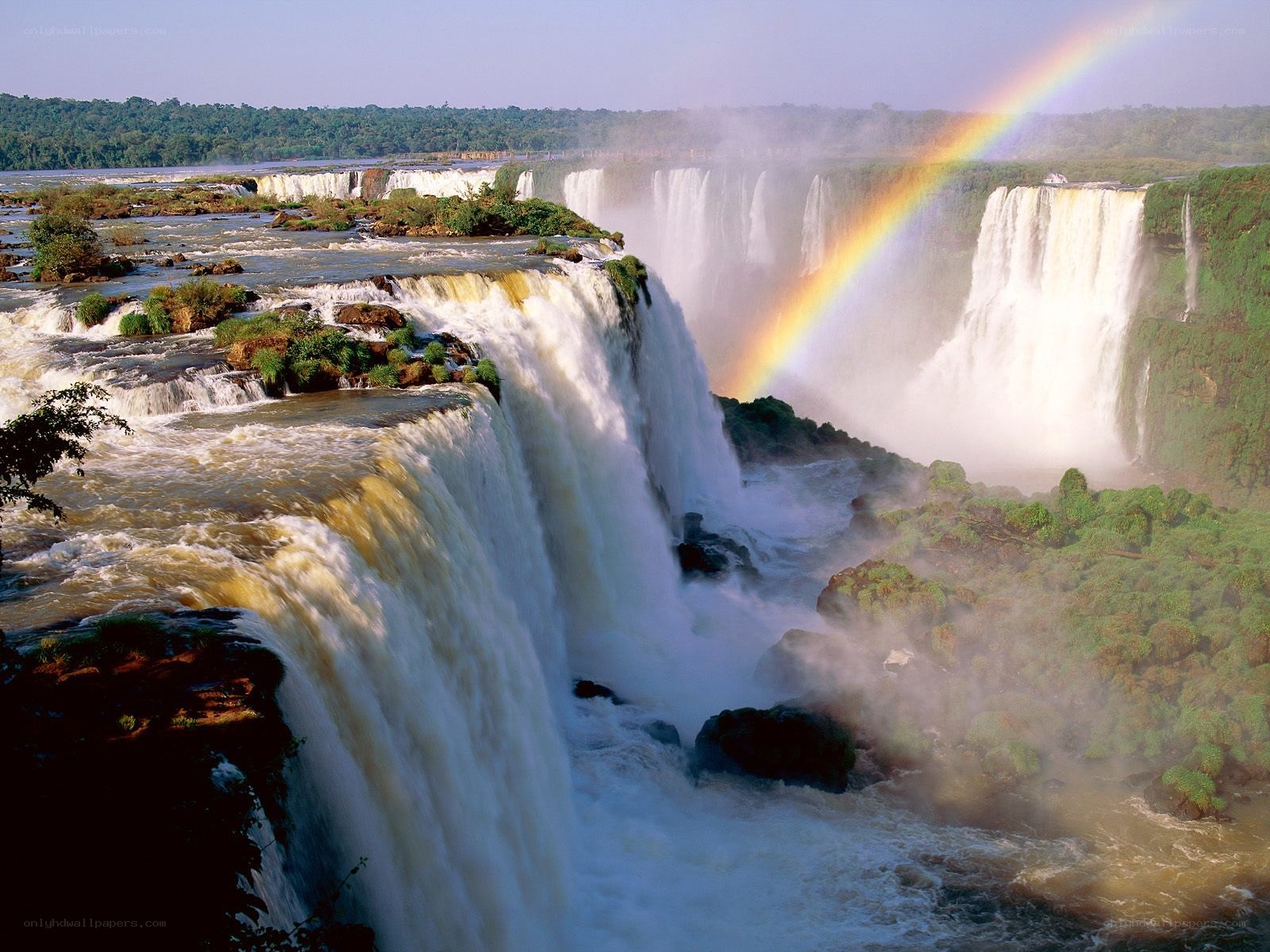 Iguazu Falls with rainbow