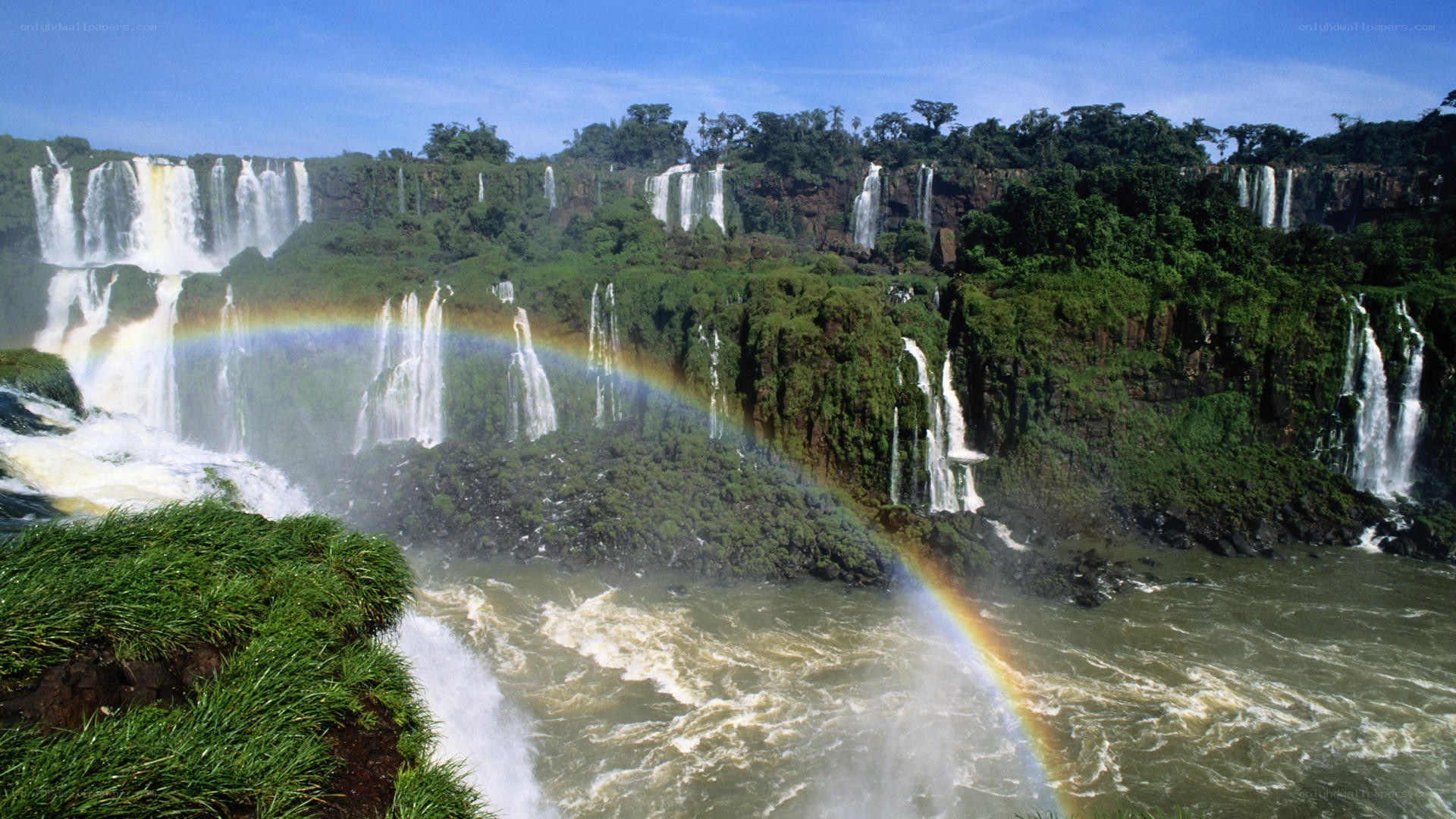 Iguazu Falls with rainbow