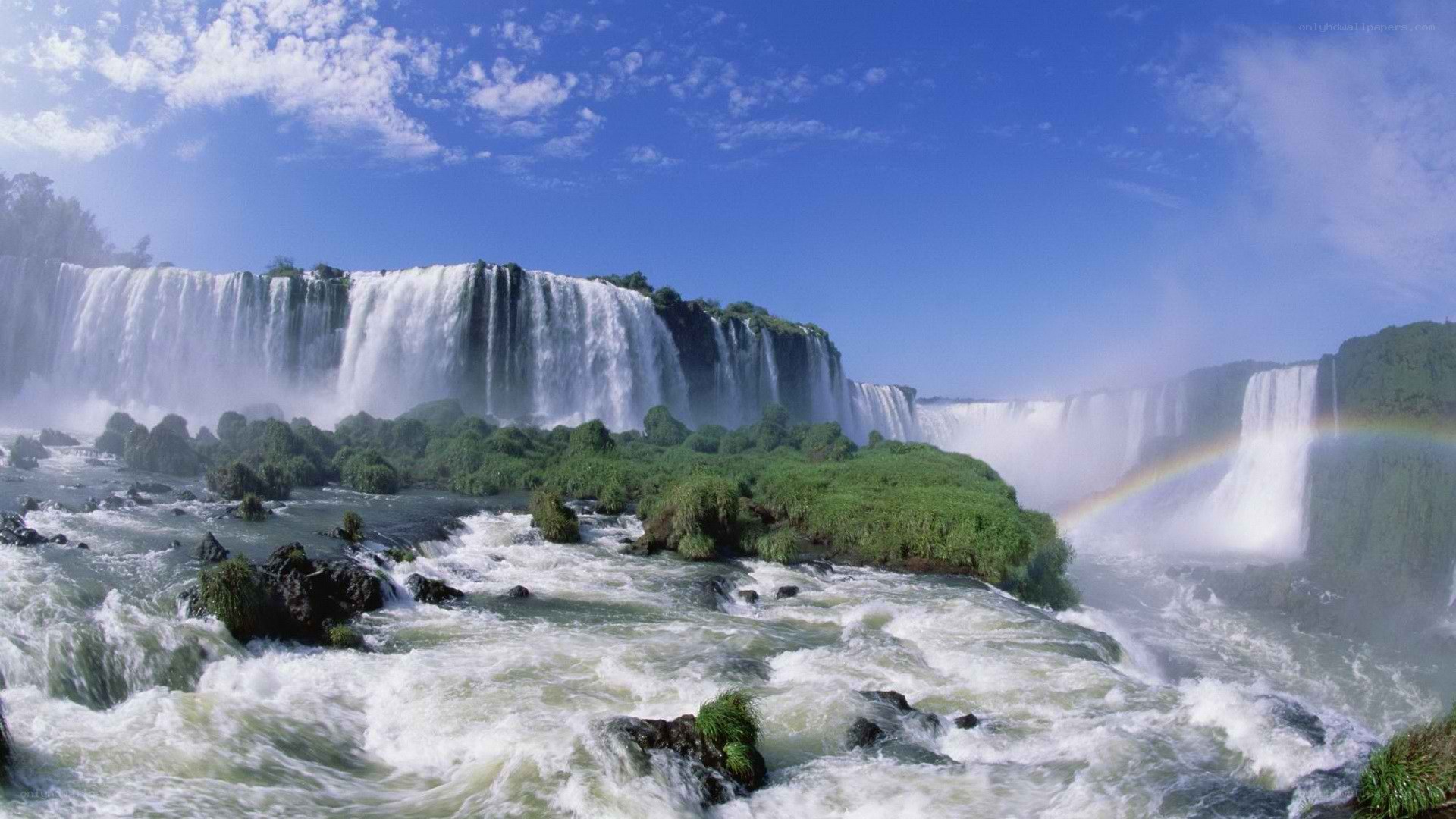 Iguazu Falls with rainbow
