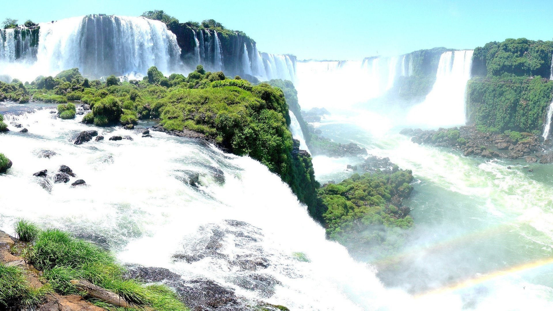Iguazu Falls with rainbow