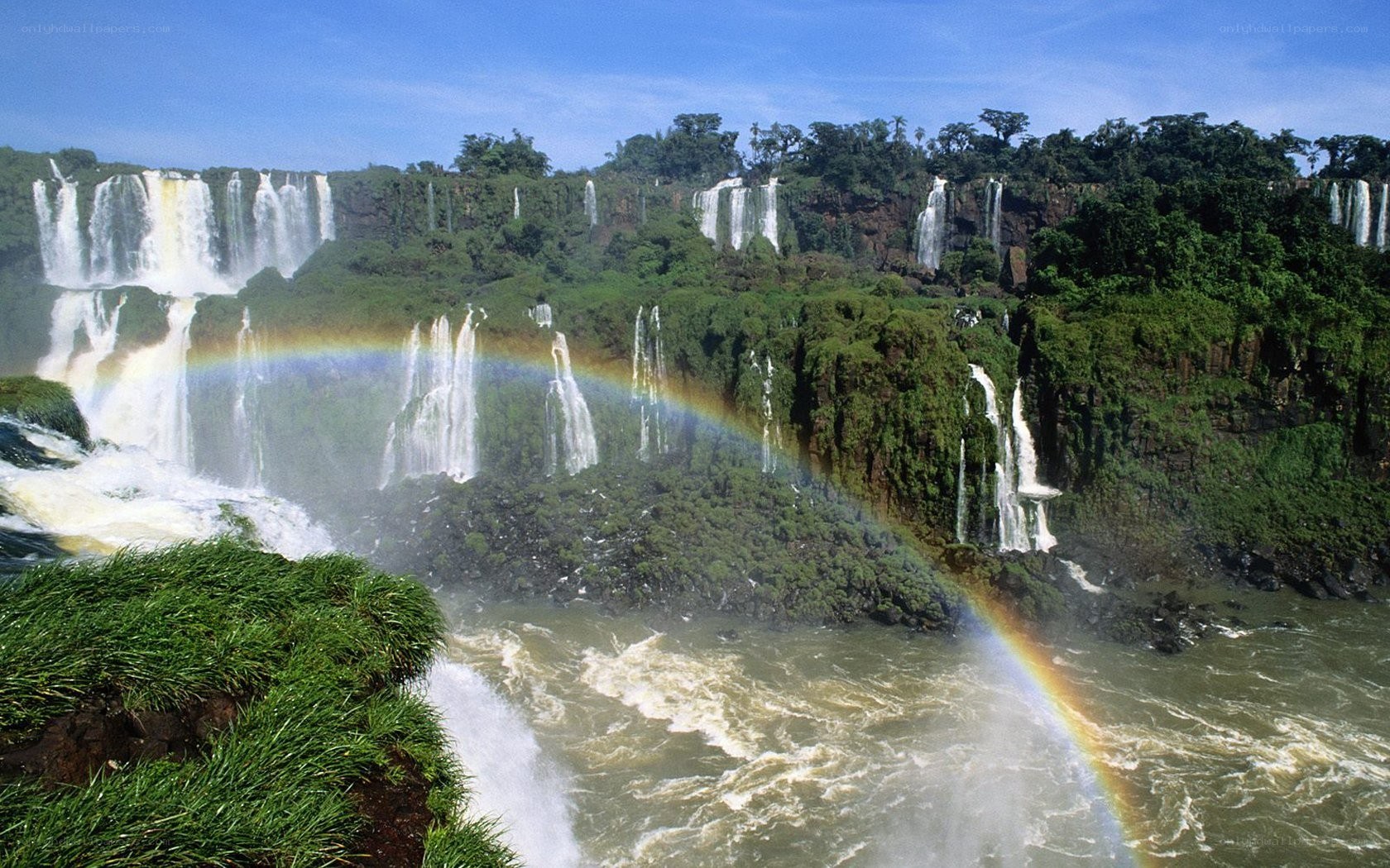 Iguazu Falls with rainbow