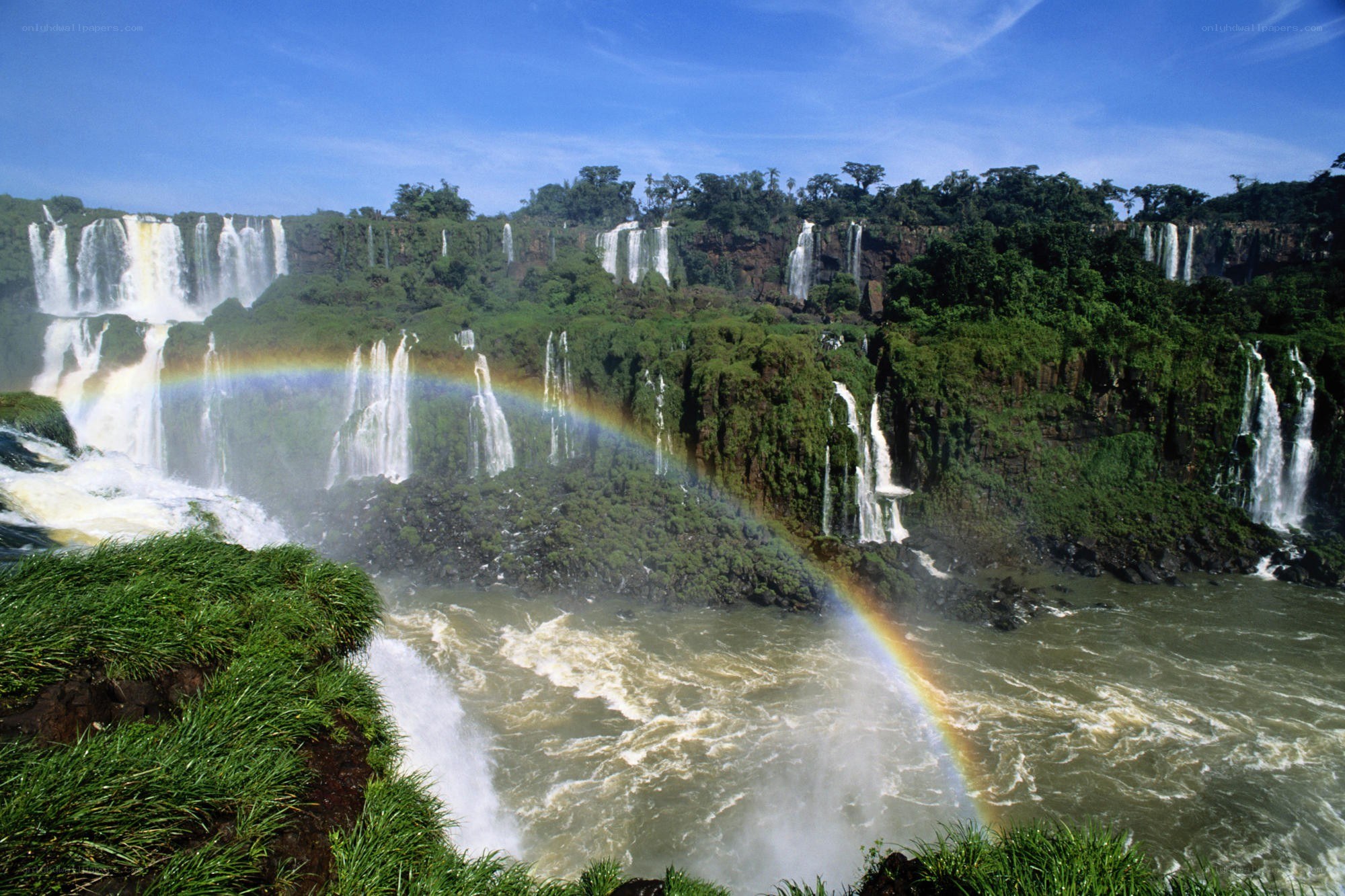Iguazu Falls with rainbow