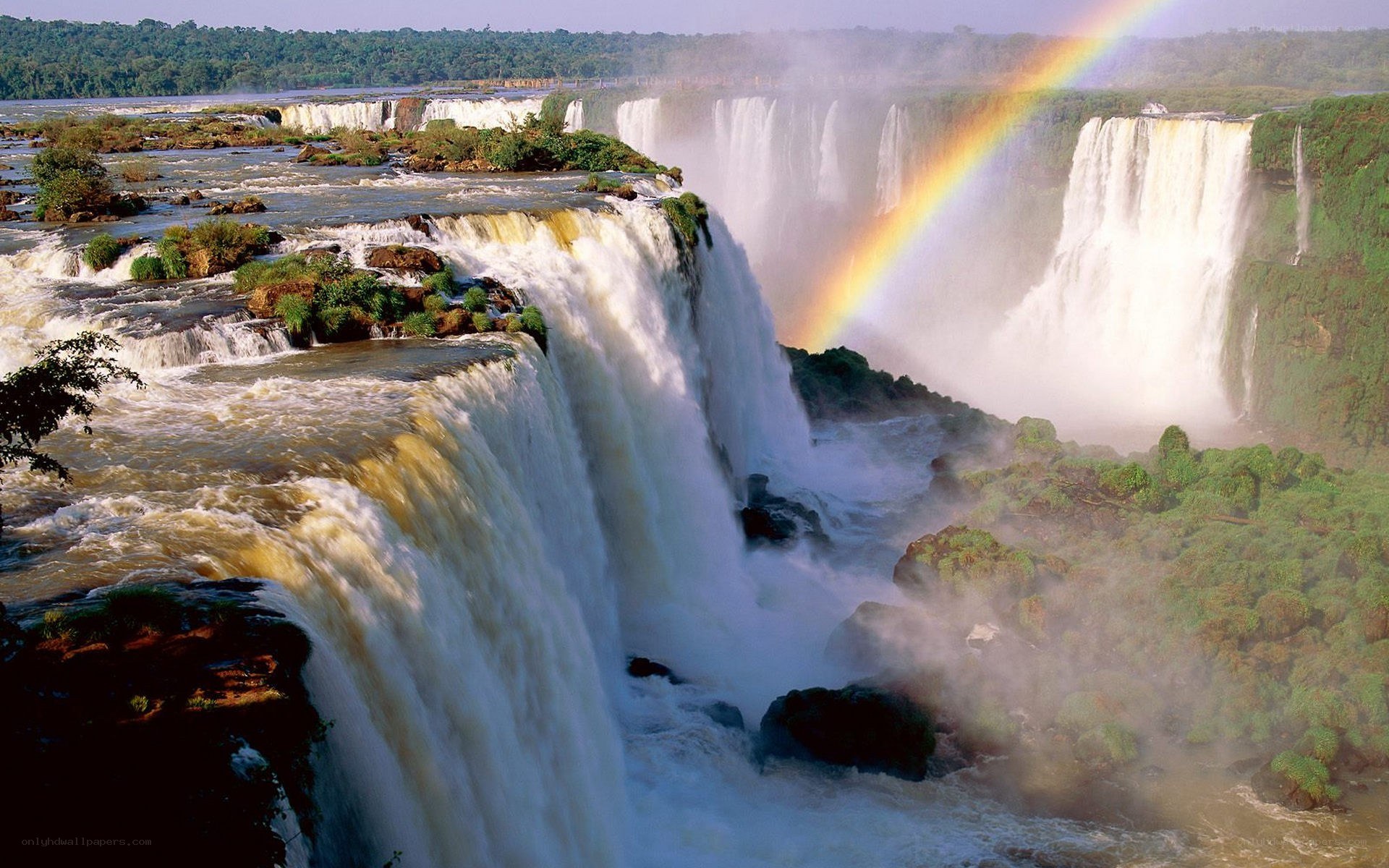 Iguazu Falls with rainbow