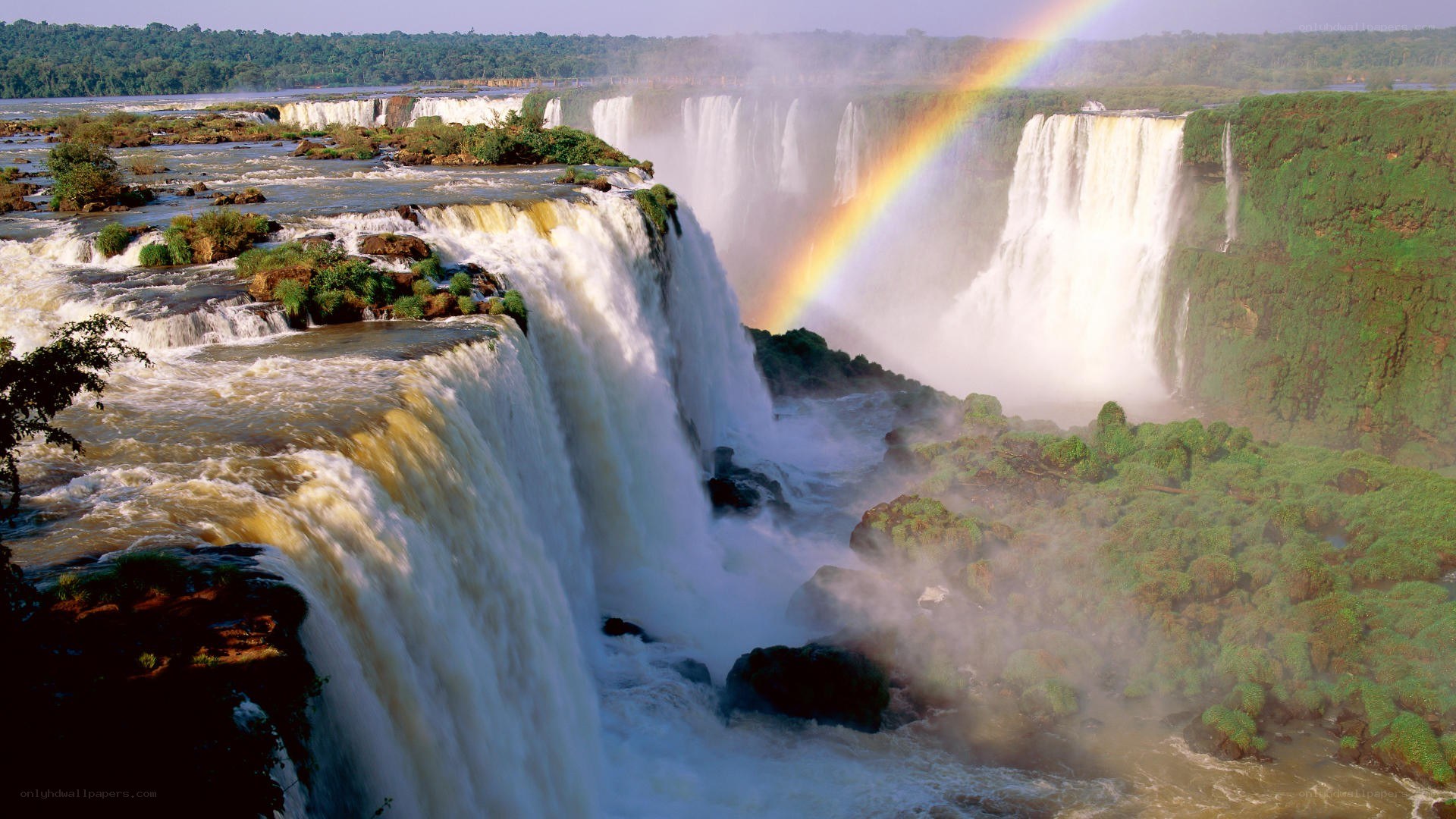 Iguazu Falls with rainbow