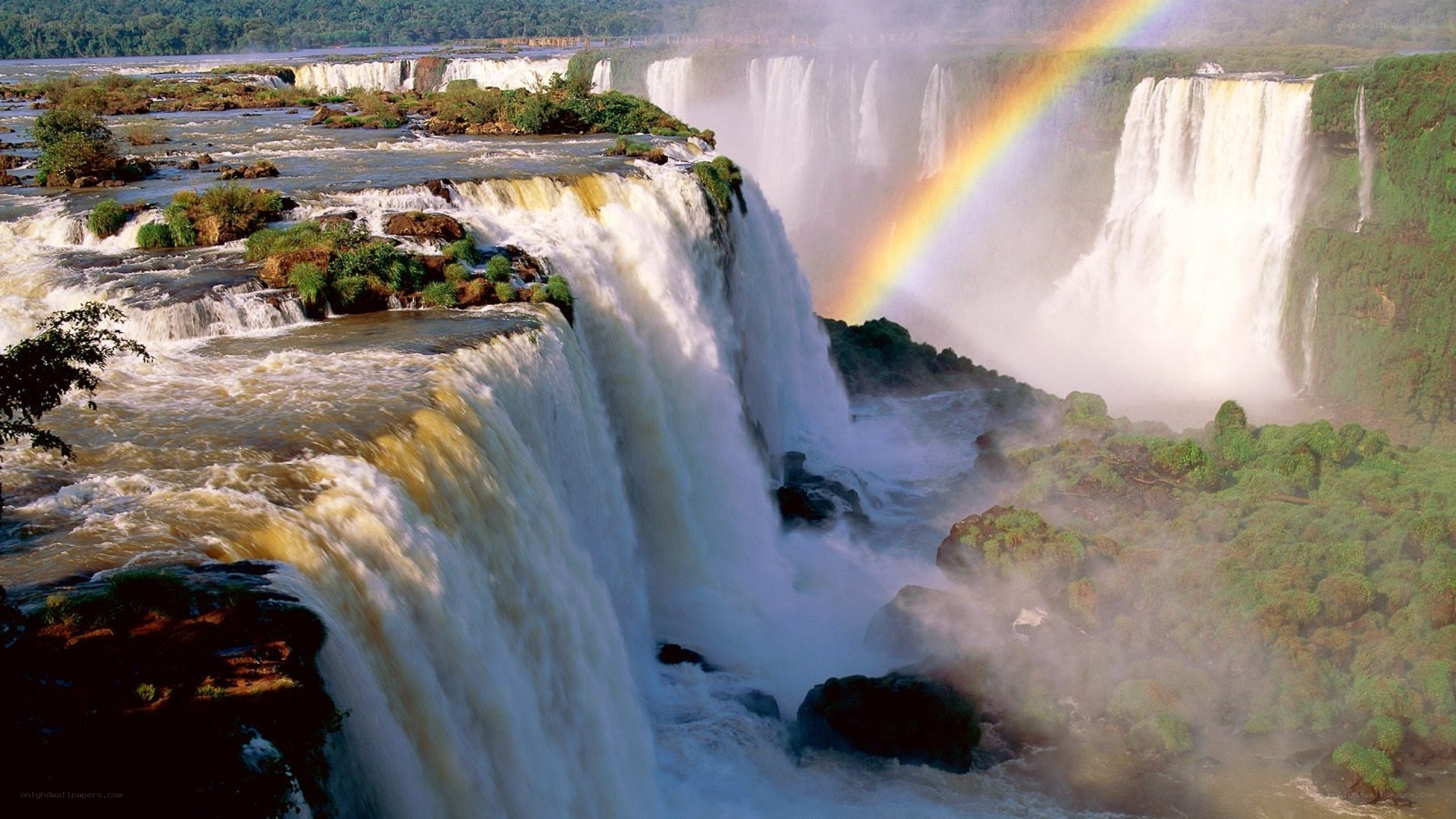 Iguazu Falls with rainbow