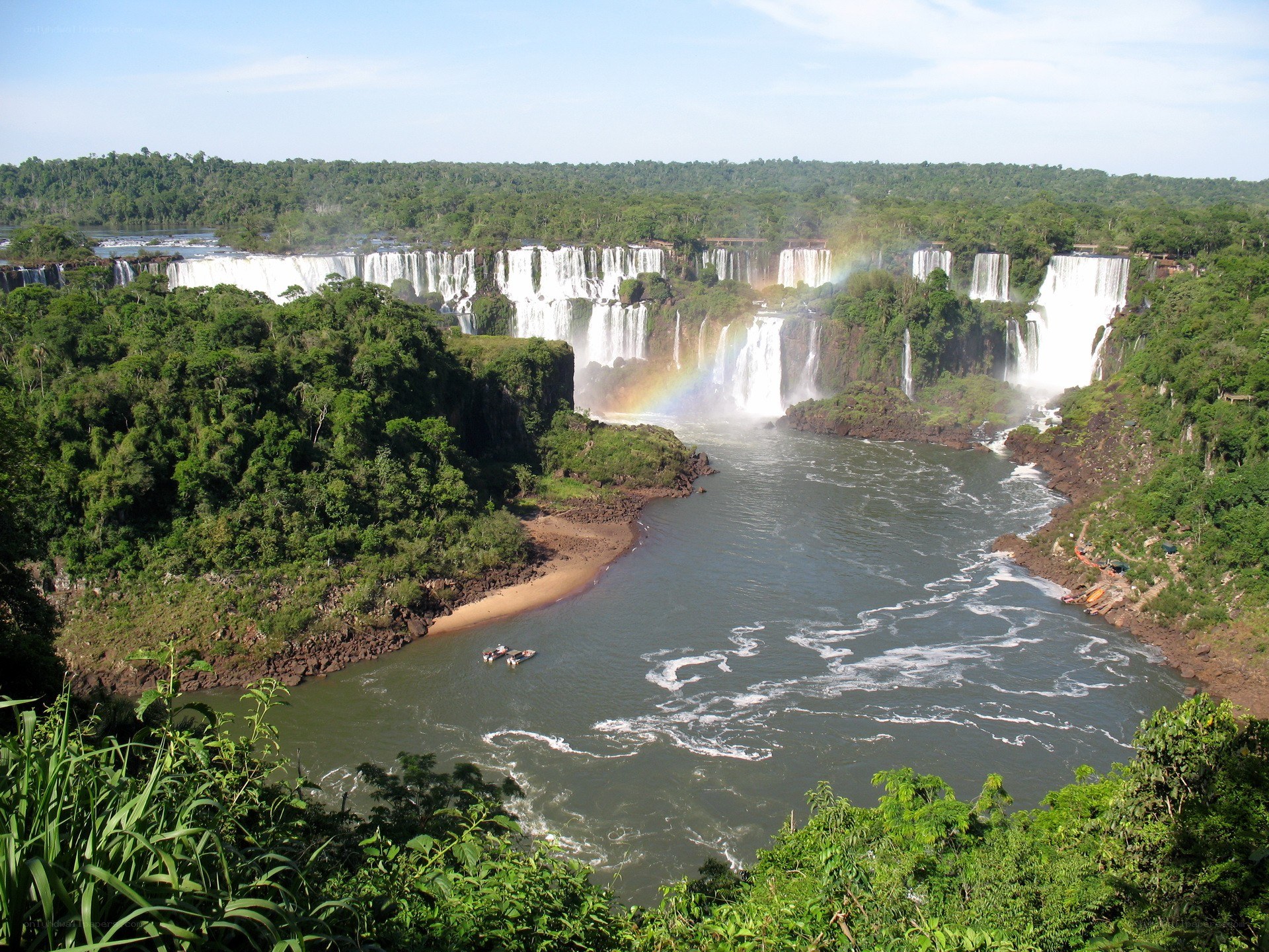 Iguazu Falls with rainbow