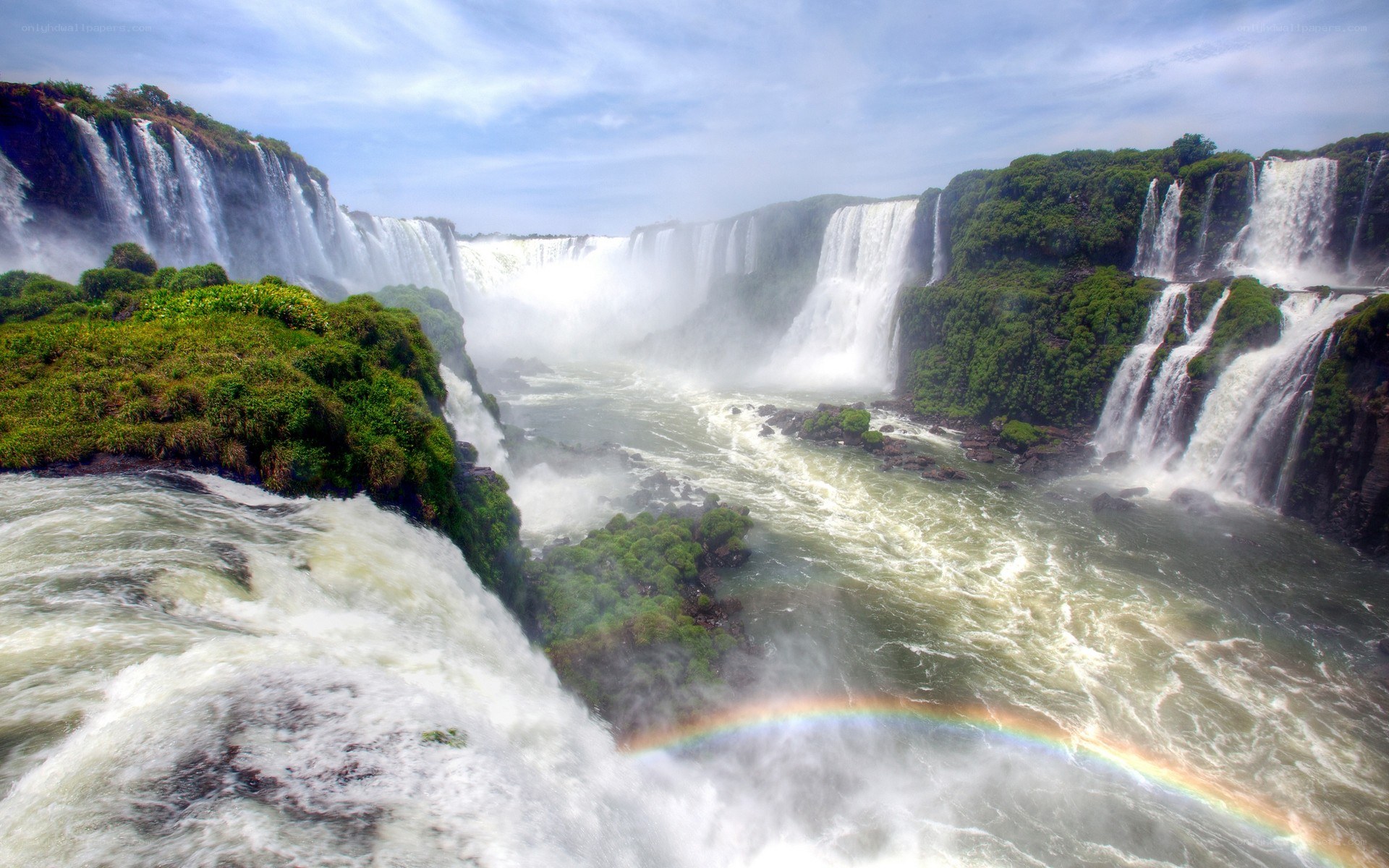 Iguazu Falls with rainbow