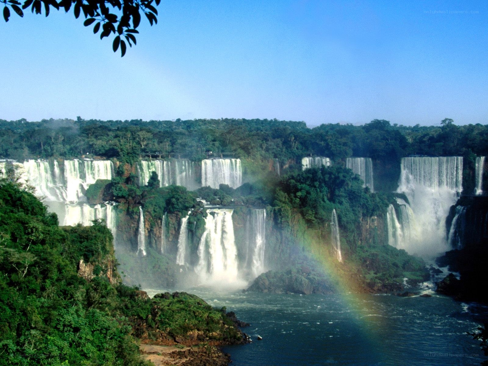 Iguazu Falls with rainbow