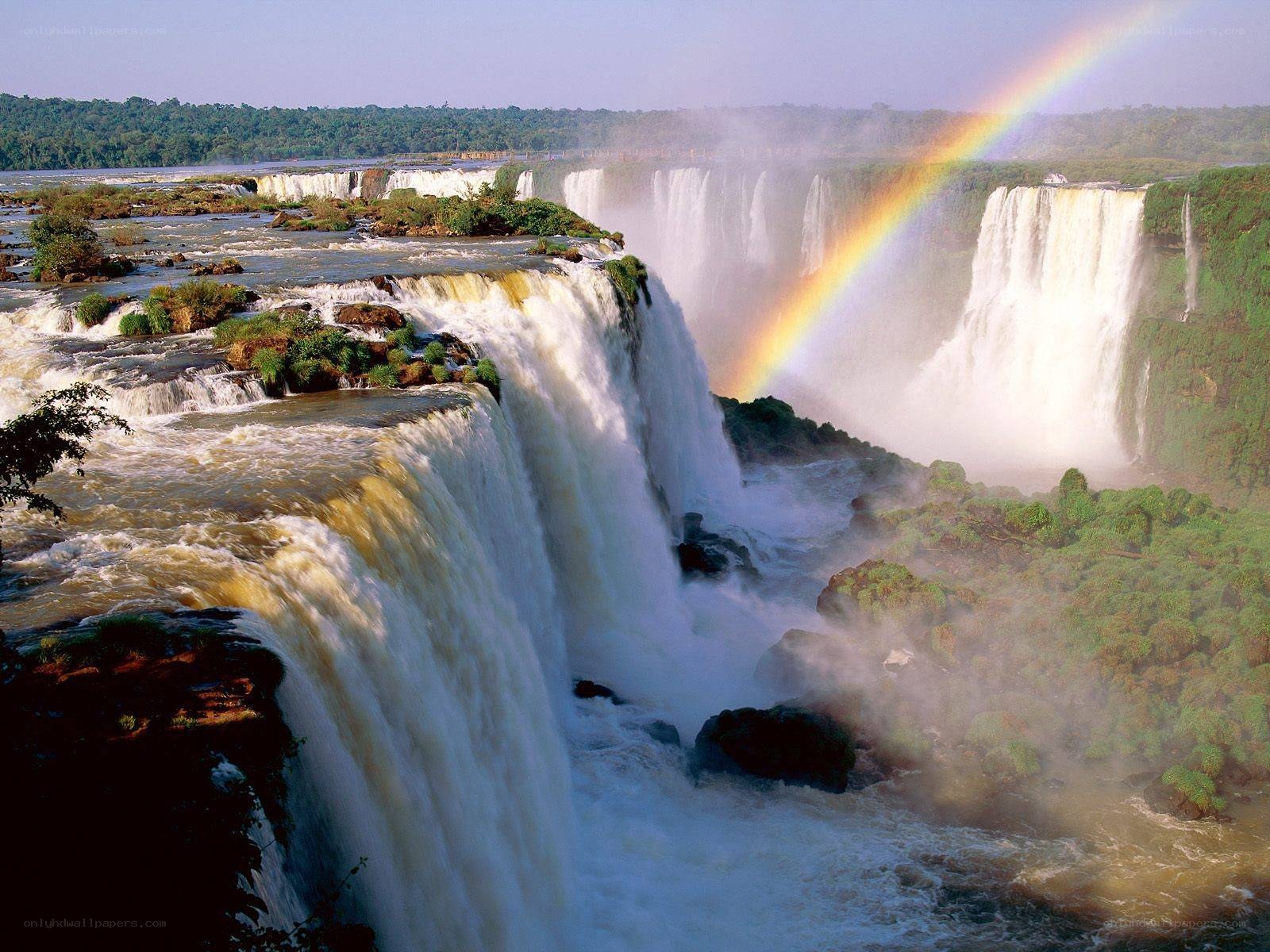 Iguazu Falls with rainbow