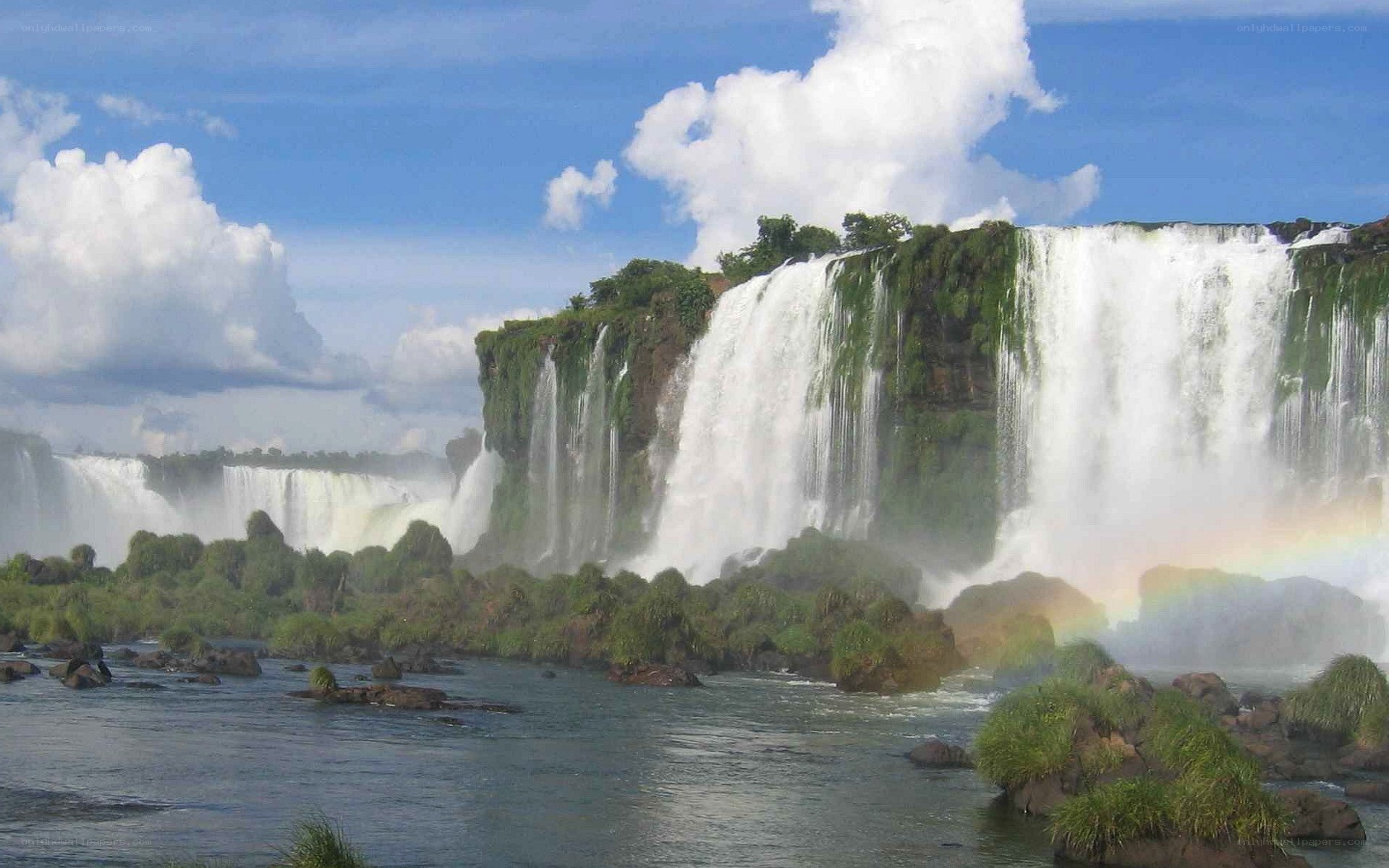 Iguazu Falls with rainbow