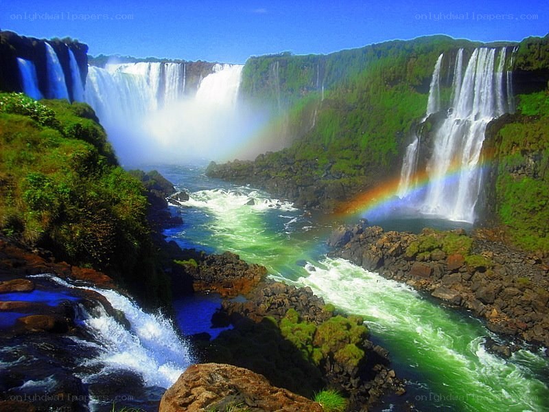Iguazu Falls with rainbow