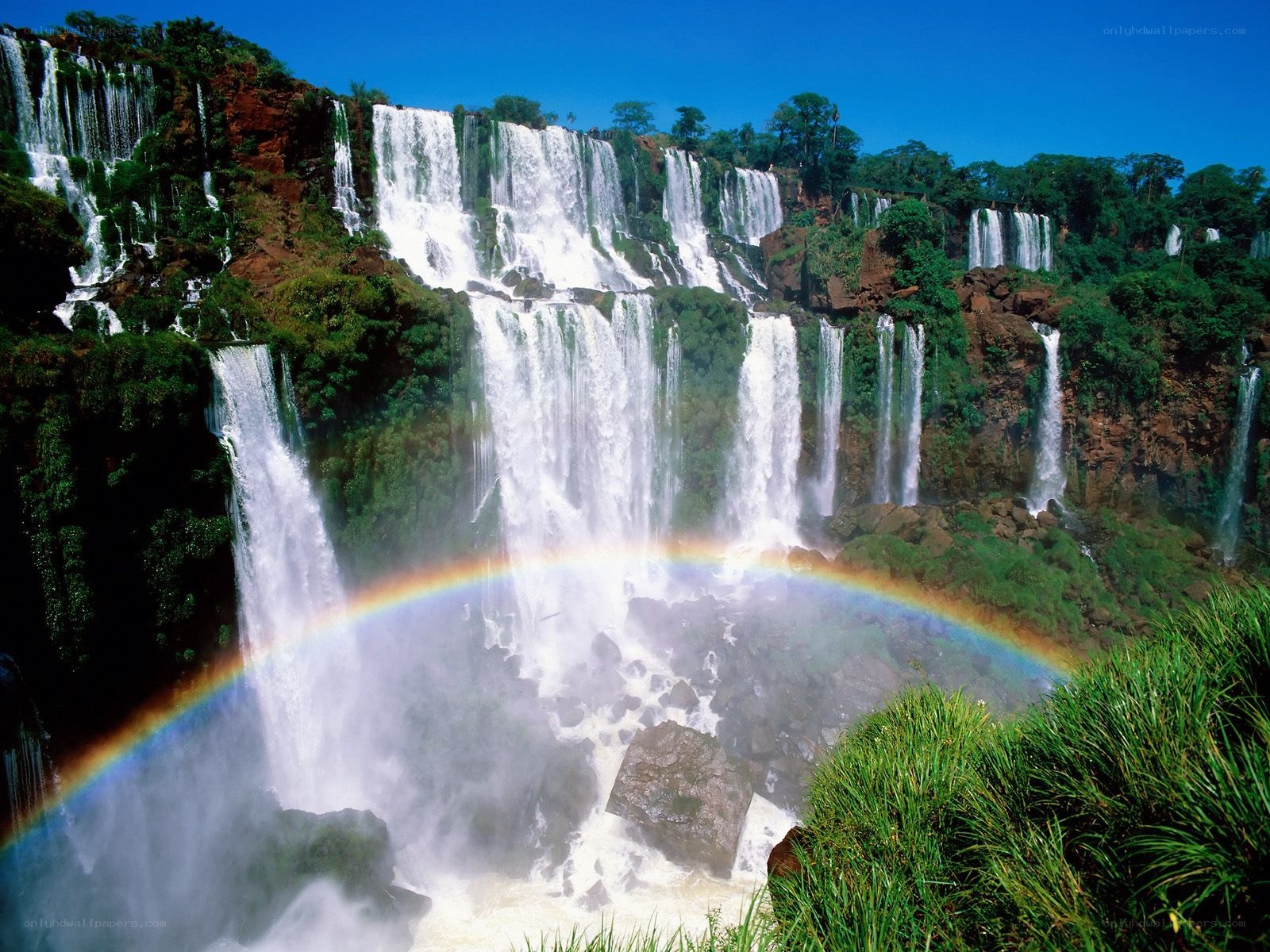 Iguazu Falls with rainbow