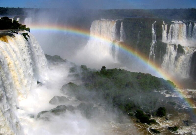 Iguazu Falls with Rainbow — Green, Dramatic