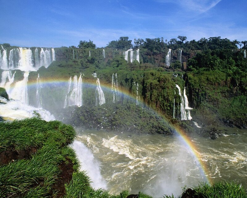 Iguazu Falls with Rainbow — Green, Serene