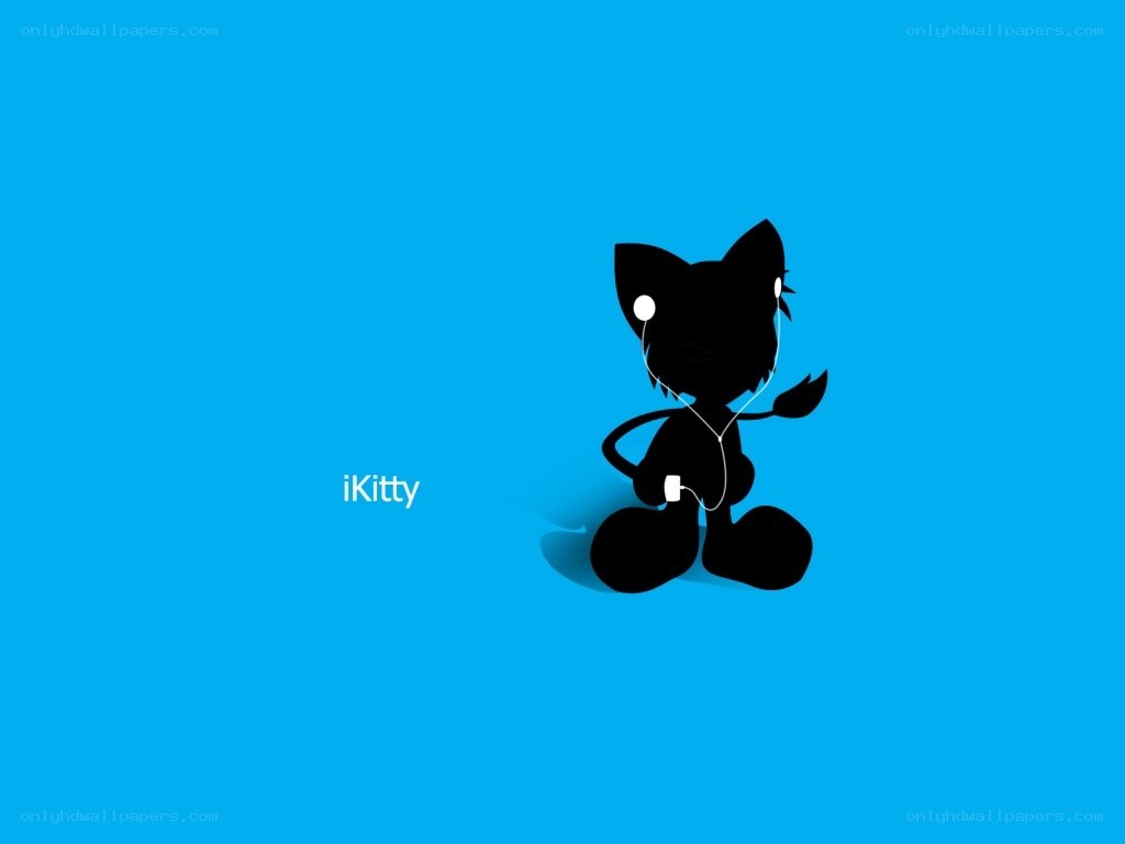 iKitty silhouette on blue