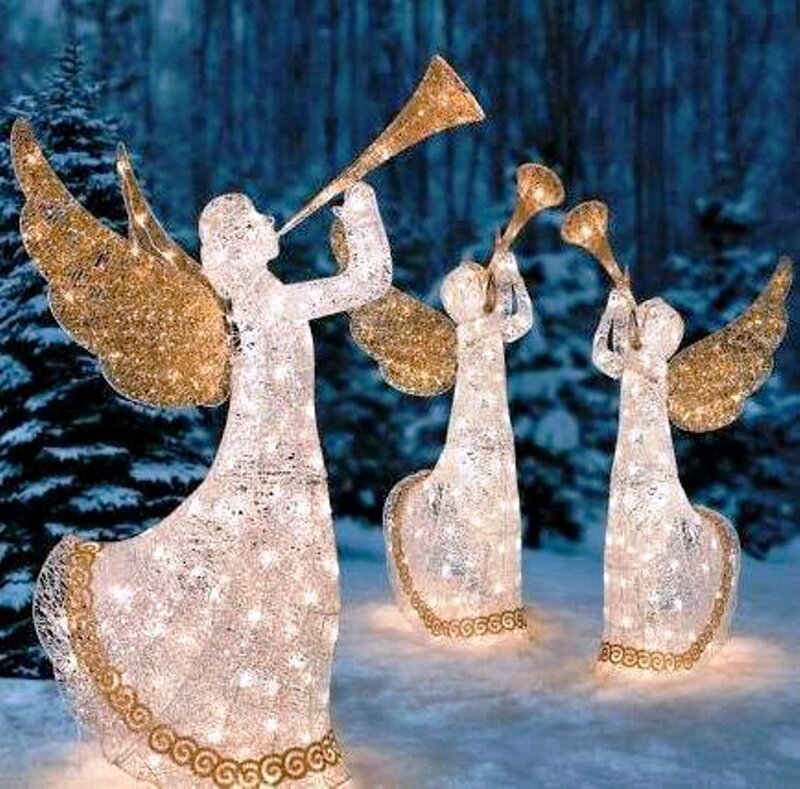 Illuminated Angel Figures — White, Festive
