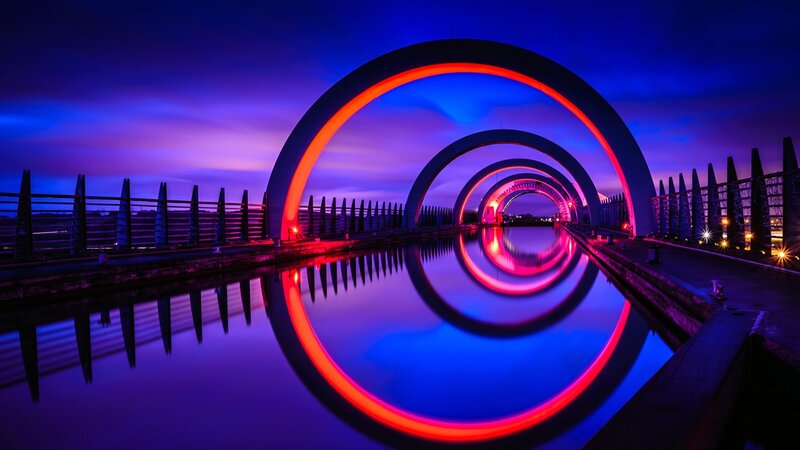Illuminated Arch Bridge — Blue, Dramatic