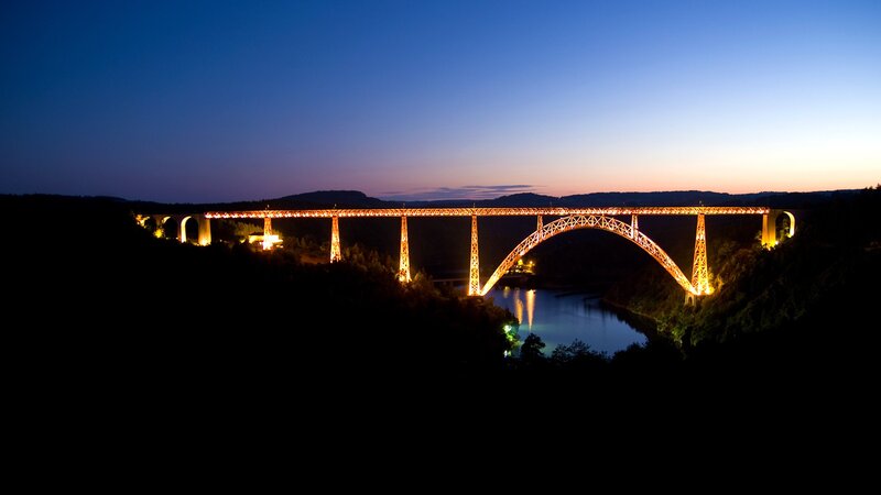 Illuminated Arch Bridge — Blue