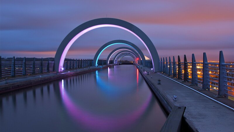 Illuminated Arch Bridge — Purple, Serene