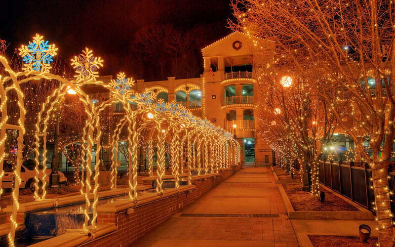 Illuminated Arches at Night