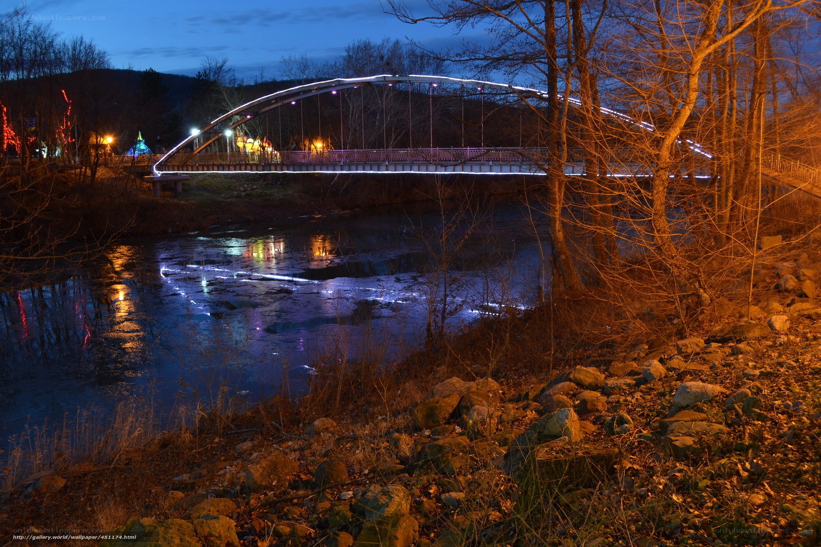 Illuminated Bridge at Dusk