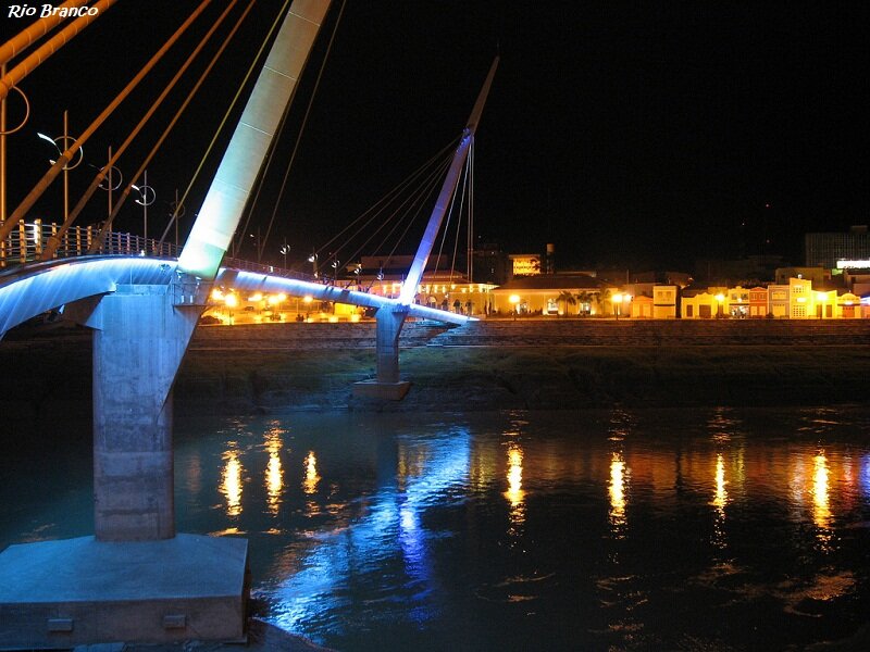 Illuminated Bridge at Night — Blue, Calm