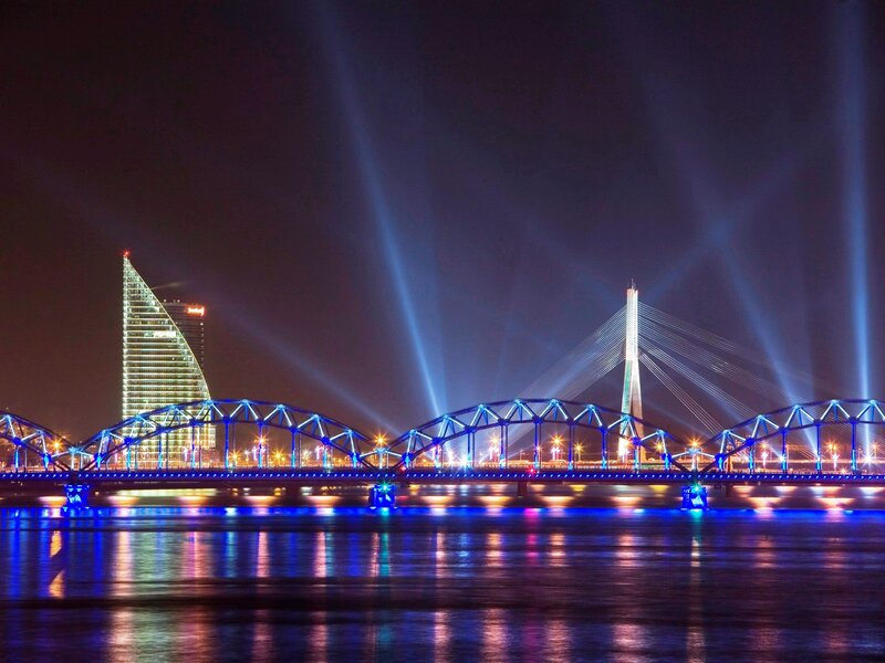 Illuminated Bridges at Night