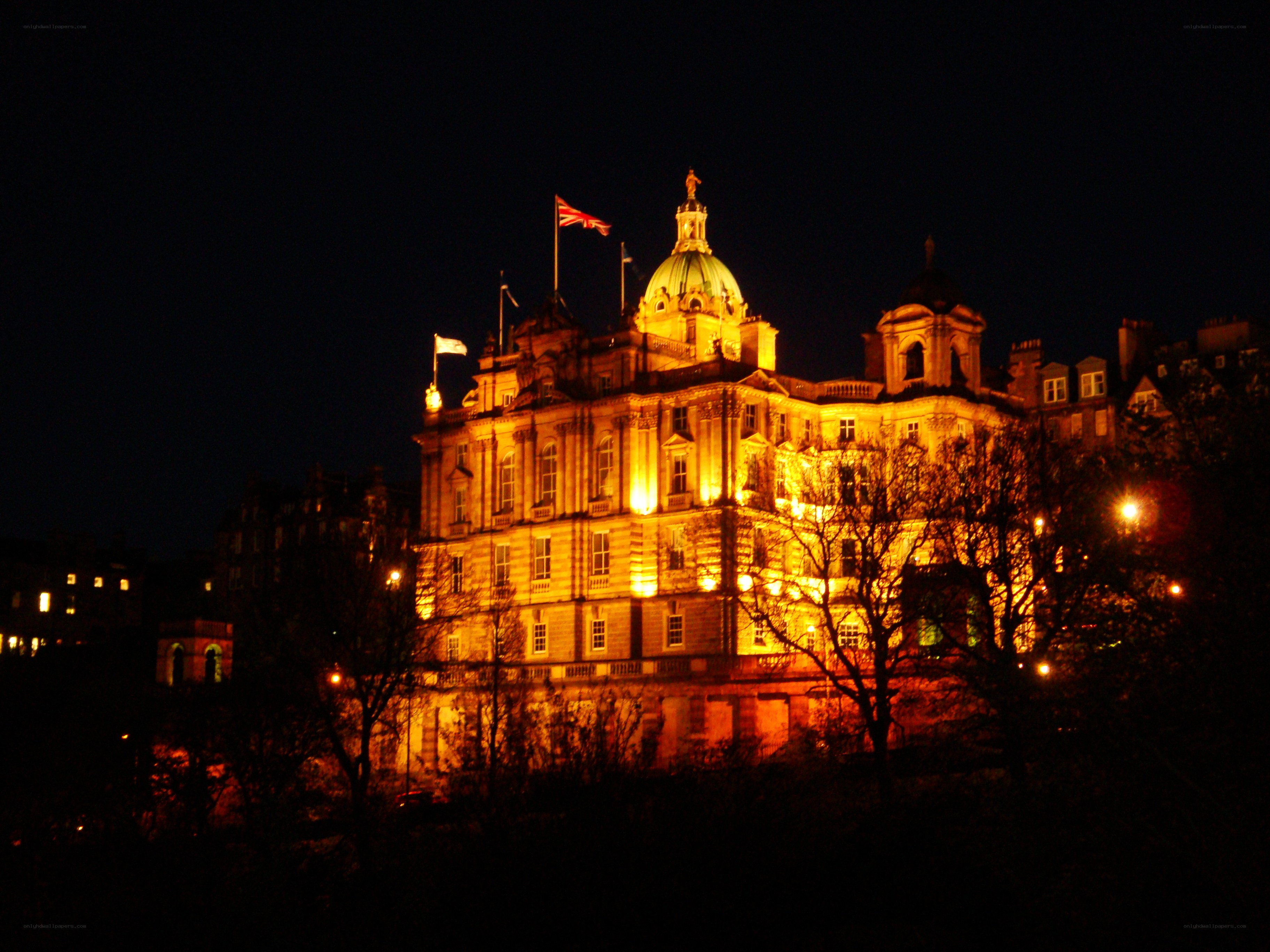 illuminated building at night