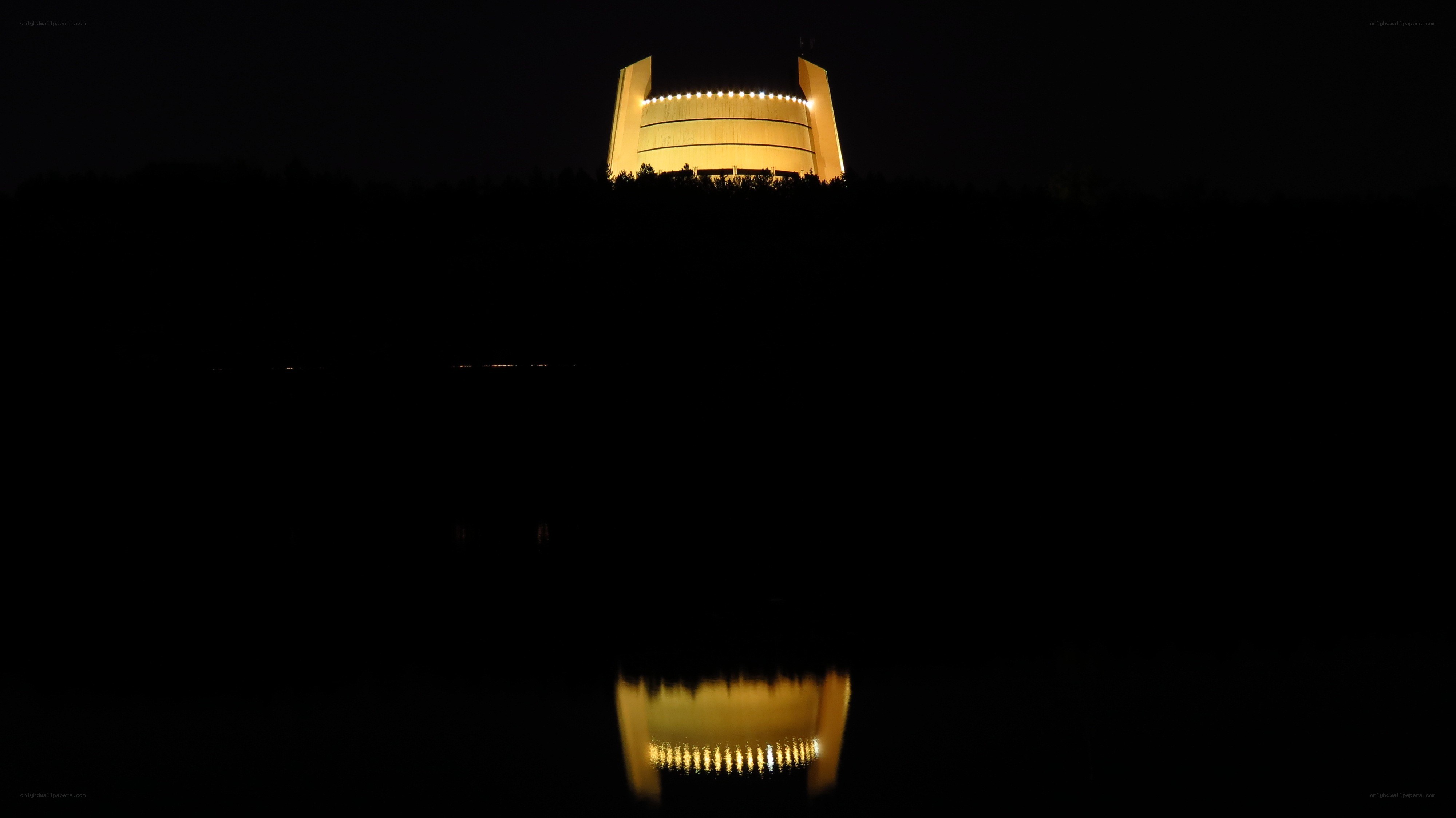 illuminated building at night