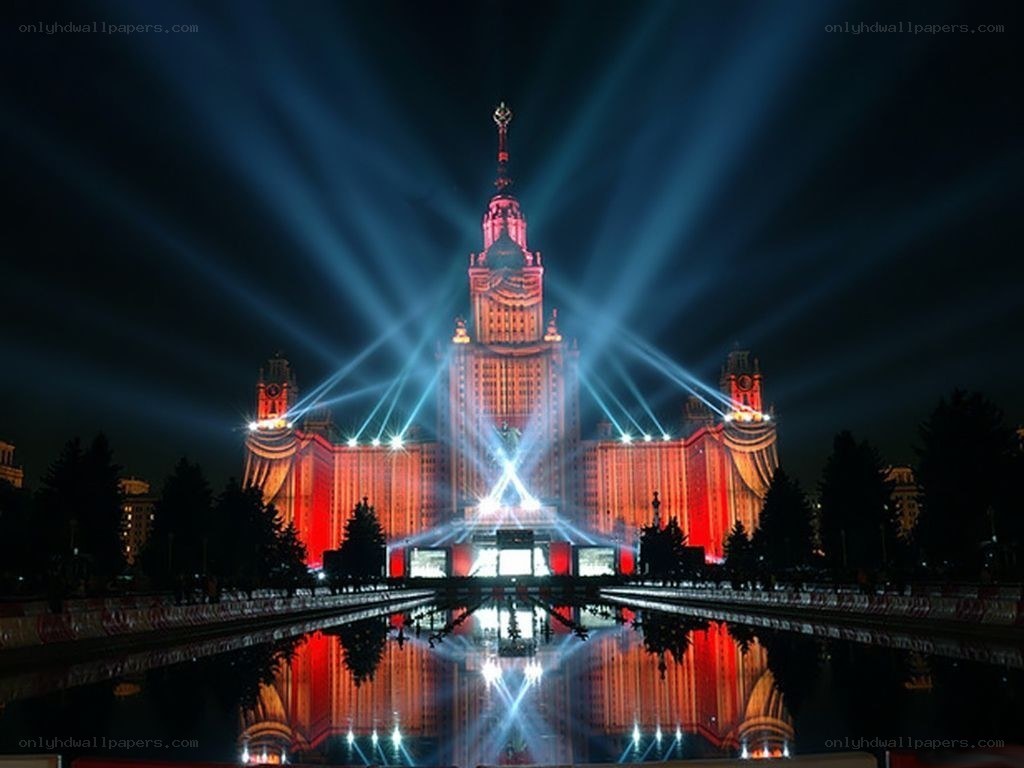 illuminated building at night