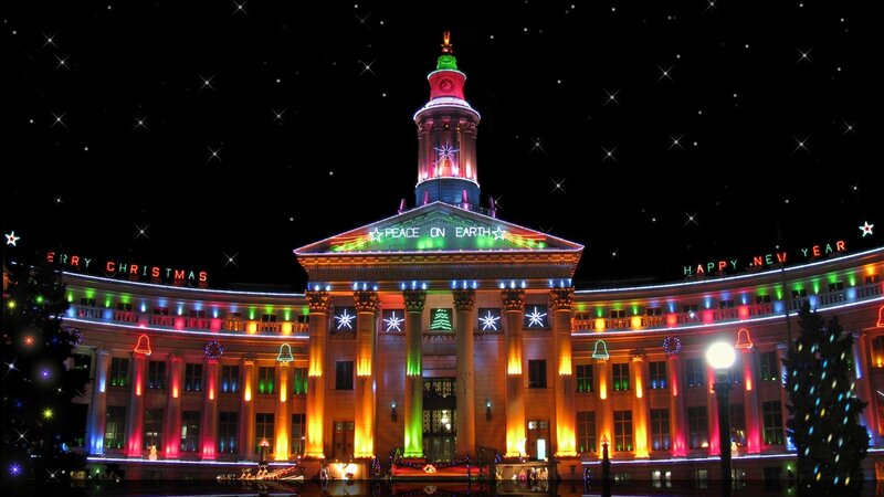 Illuminated Building at Night — Red