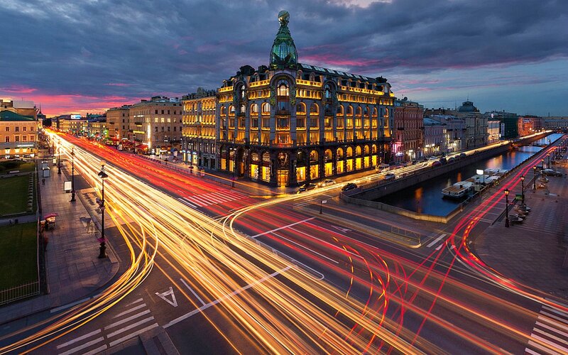 Illuminated Building at Night — Yellow, Dramatic, Photograph